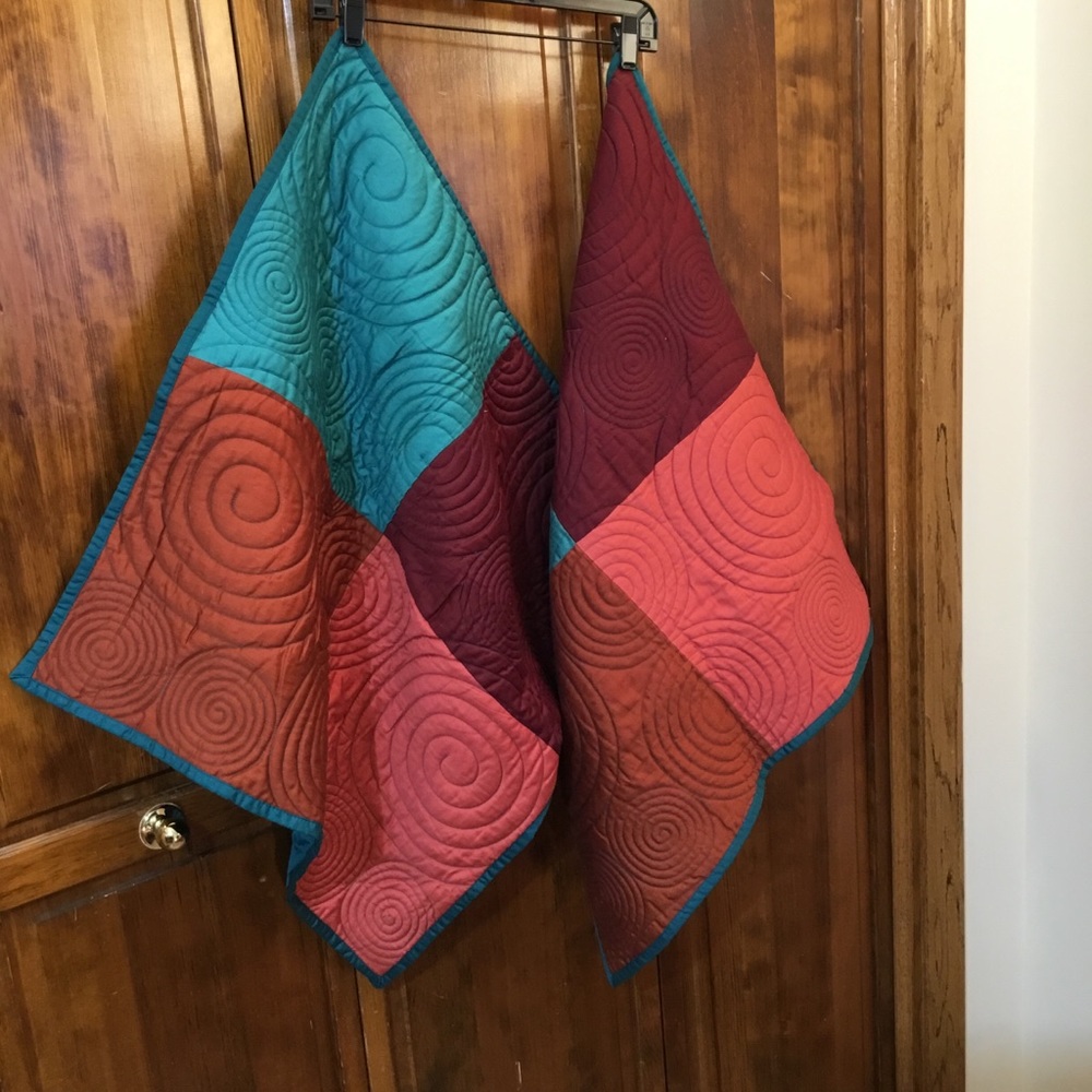 Two European shams, quilted face, 26x26”